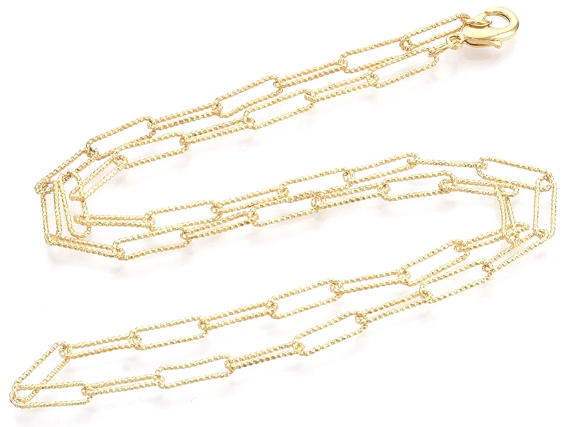 Collier chaîne trombone texturée - 49,5 cm - 11,5 x 3,5 - doré à l'or fin 18K