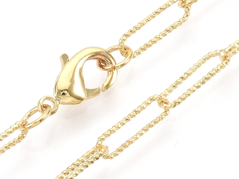 Collier chaîne trombone texturée - 49,5 cm - 11,5 x 3,5 - doré à l'or fin 18K