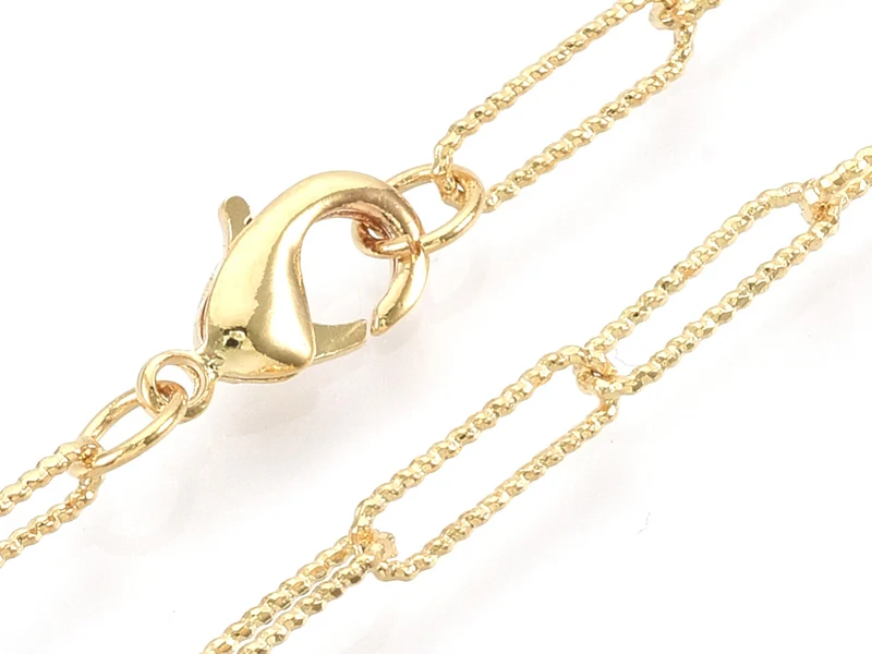 Collier chaîne trombone texturée - 60,5 cm - 11,5 x 3,5 - doré à l'or fin 18K