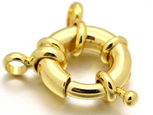 Fermoir à anneau à ressort - 13 x 5 mm - doré à l'or fin 18K