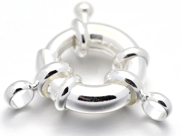 Fermoir à anneau à ressort - 13 x 5 mm - flash argent 925