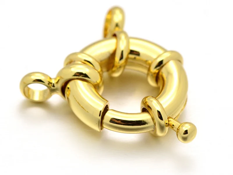 Fermoir à anneau à ressort - 17 x 6 mm - doré à l'or fin 18K