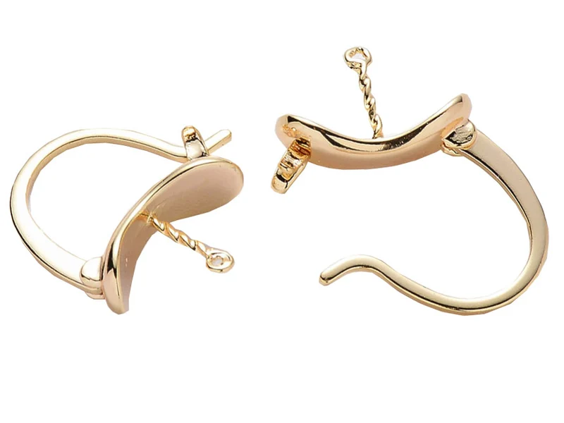 Paire de boucles d'oreilles pour pierre ou perle - 17 x 14,5 mm - doré à l'or fin 18K
