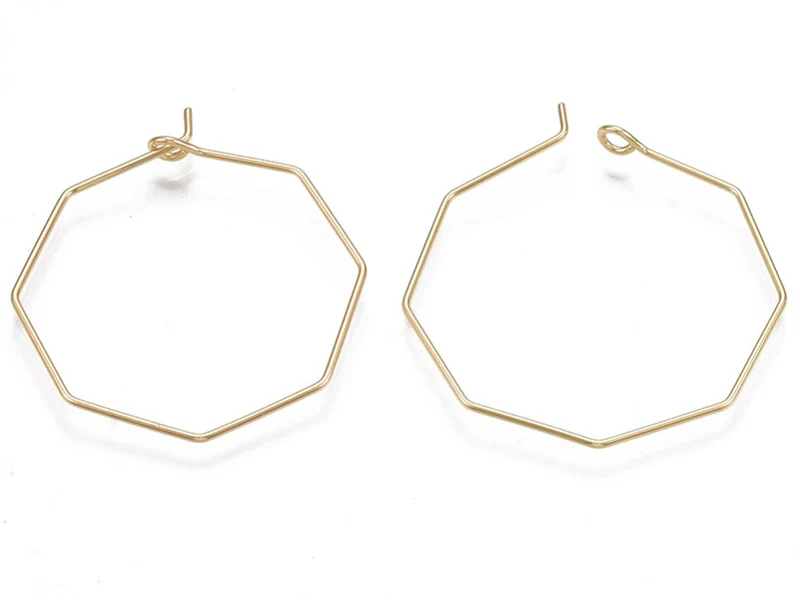 Paire de boucles d'oreilles anneau octogonal - 31 x 28 x 0,8 mm - doré à l'or fin 18K