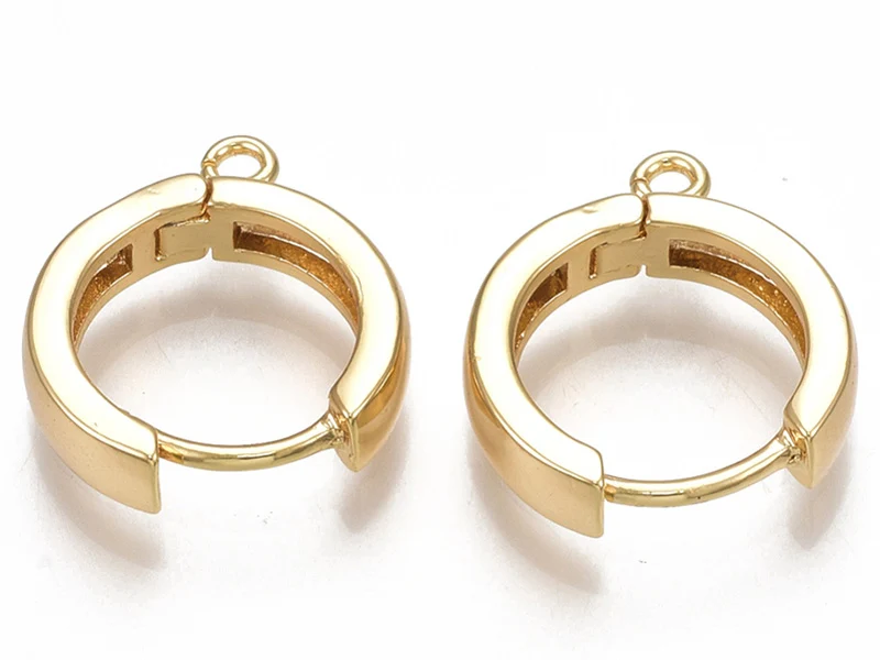 Paire de boucles d'oreilles huggies - anneau rond - 16,5 x 14,5 x 3,5 mm - doré à l'or fin 18K