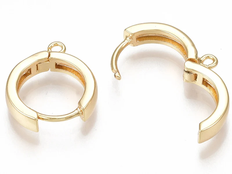 Paire de boucles d'oreilles huggies - anneau rond - 16,5 x 14,5 x 3,5 mm - doré à l'or fin 18K