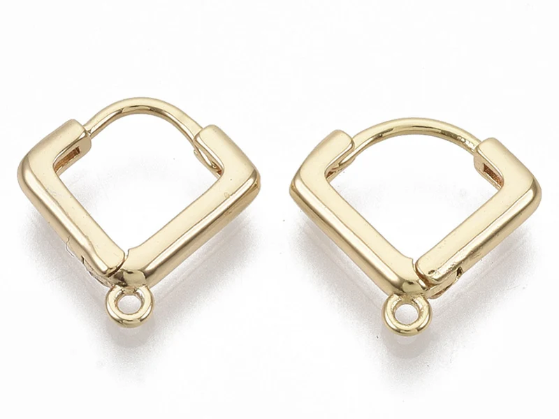 Paire de boucles d'oreilles huggies - forme triangle - 13 x 13 x 2,5 mm - doré à l'or fin 18K