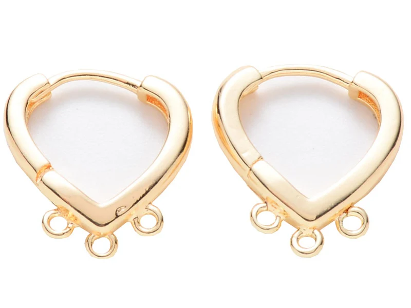 Paire de boucles d'oreilles huggies - forme triangle 3 anneaux - 17 x 15 x 2,5 mm - doré à l'or fin 18K