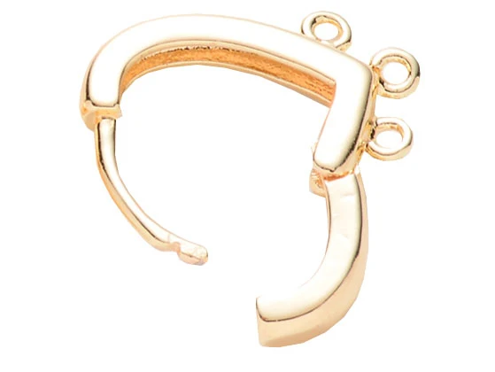 Paire de boucles d'oreilles huggies - forme triangle 3 anneaux - 17 x 15 x 2,5 mm - doré à l'or fin 18K