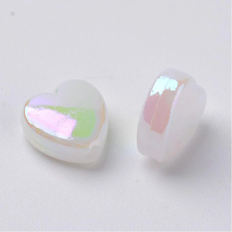 50 perles en plastique - cœurs nacrés - 8 mm