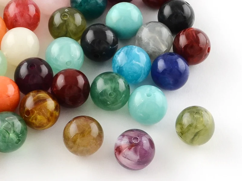 50 perles en plastique imitation pierres naturelles - multicolore - 8 mm