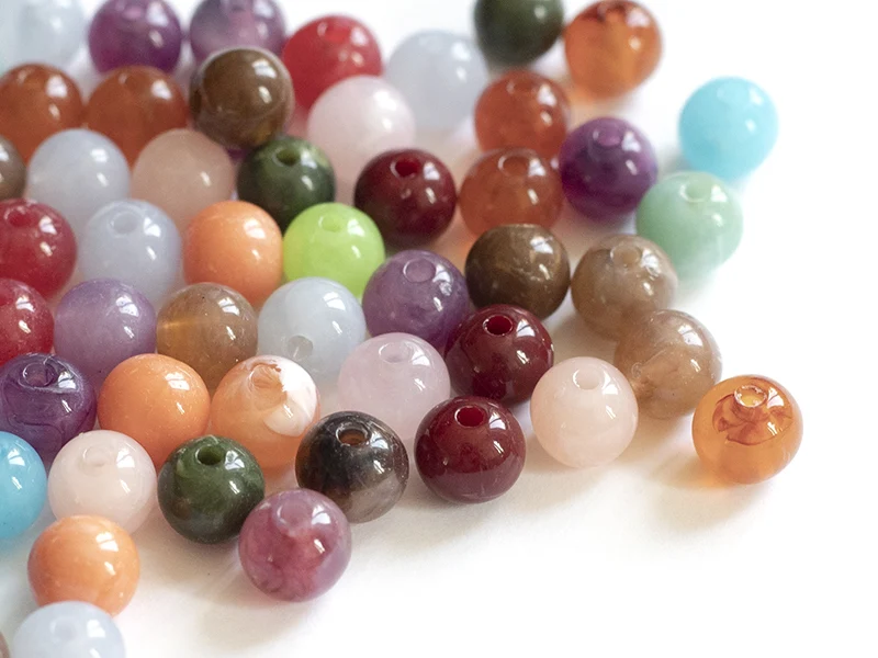 50 perles en plastique imitation pierres naturelles - multicolore - 8 mm