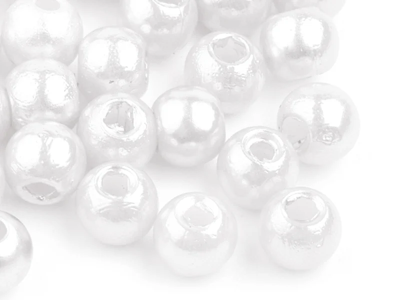 100 perles en plastique imitation perles de culture - 6 mm