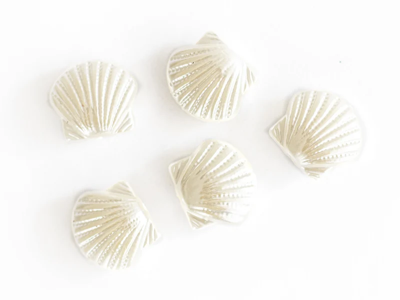 5 perles coquillages en plastique