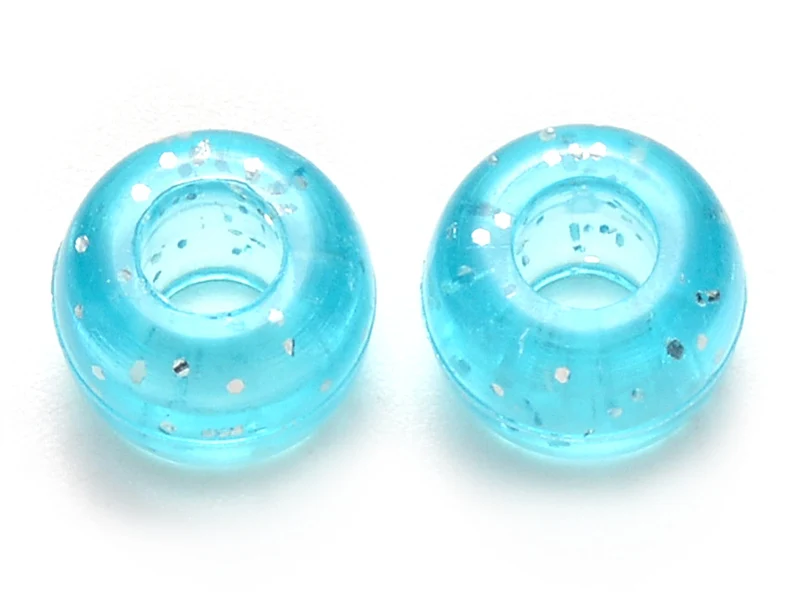 100 perles en plastiques basiques pour enfants - multicolore à paillettes - 9x6 mm
