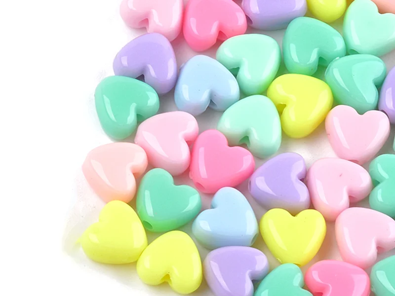 50 perles coeurs - multicolore