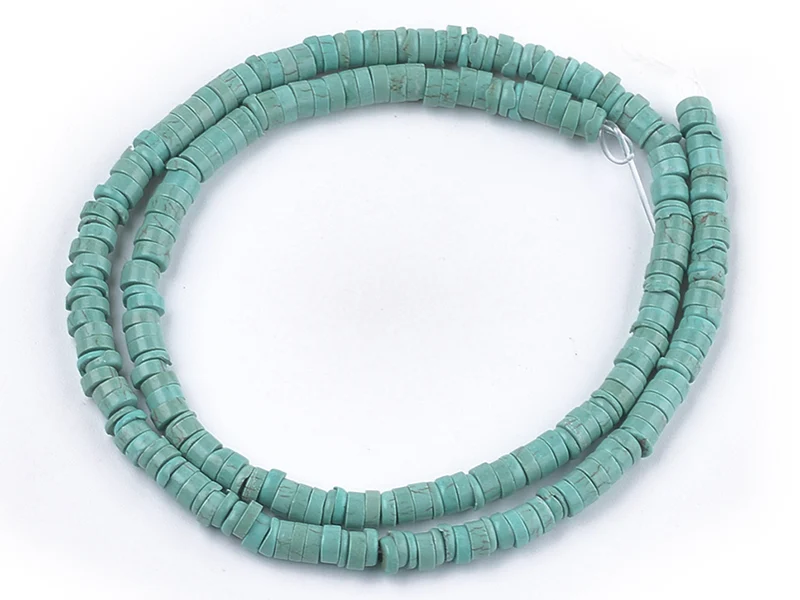 100 perles heishi naturelles 4 mm - turquoise