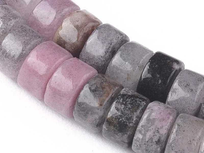 100 perles heishi naturelles 4 mm - jade naturel mauve
