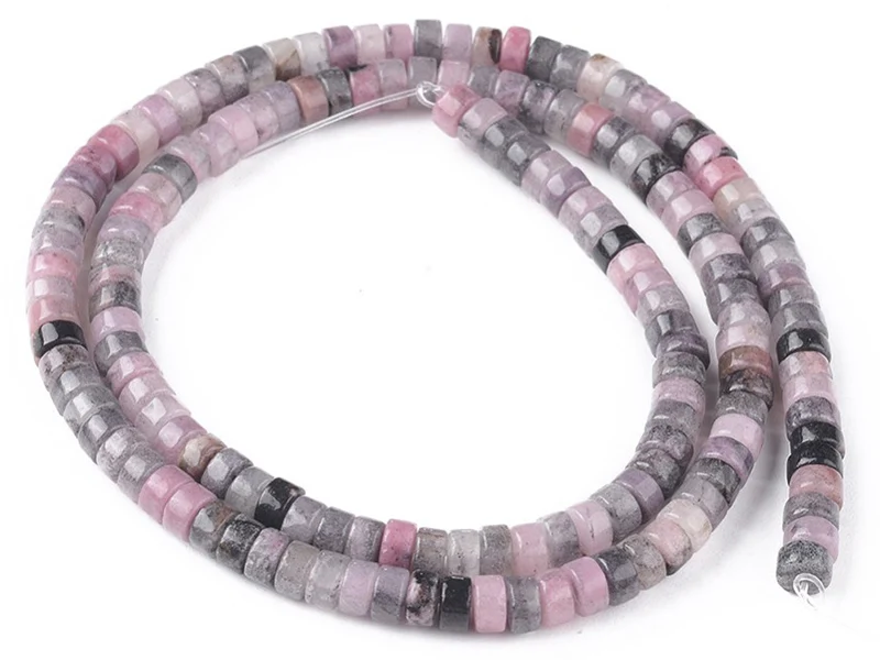 100 perles heishi naturelles 4 mm - jade naturel mauve