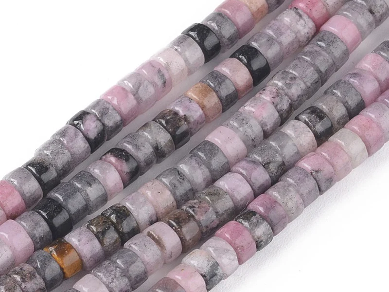 100 perles heishi naturelles 4 mm - jade naturel mauve