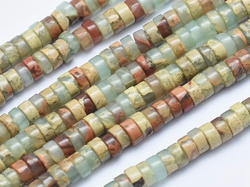 100 perles heishi naturelles 4 mm - jaspe aquaterra