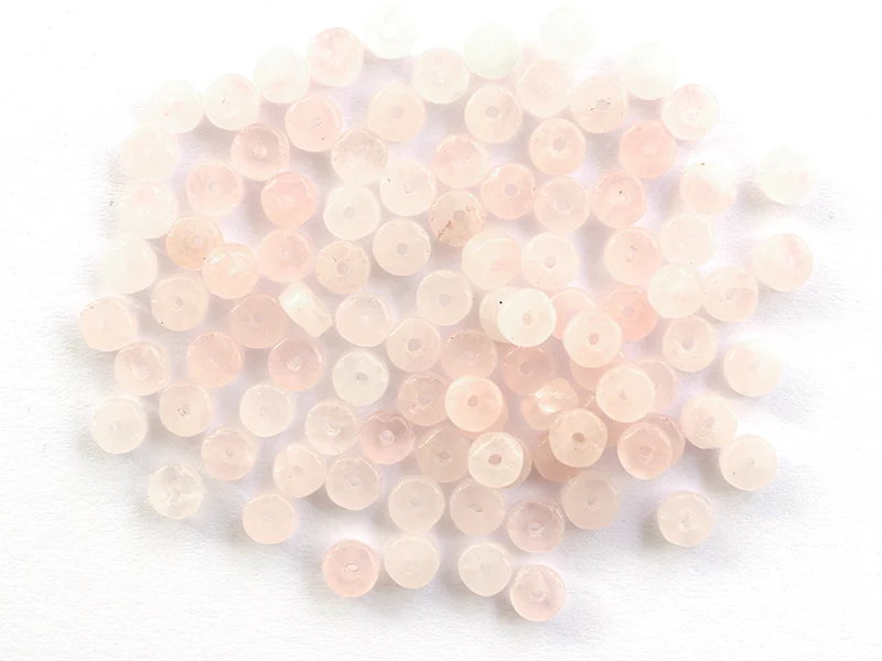 100 perles heishi naturelles 4 mm - quartz rose