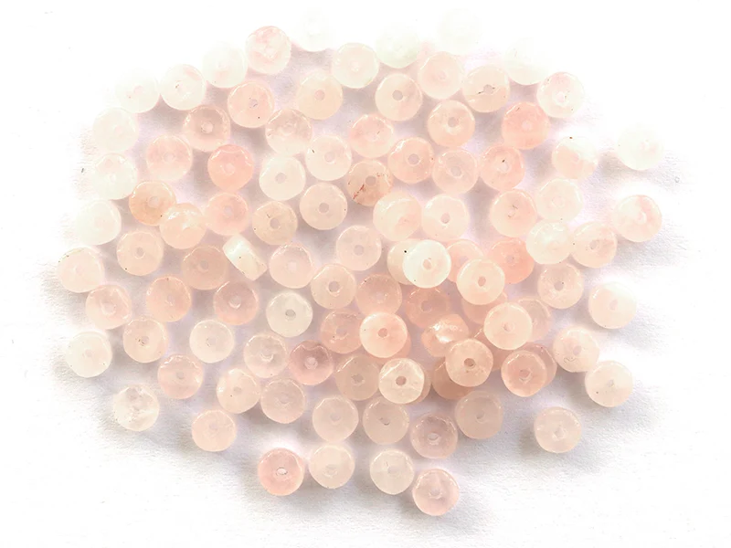 100 perles heishi naturelles 4 mm - quartz rose