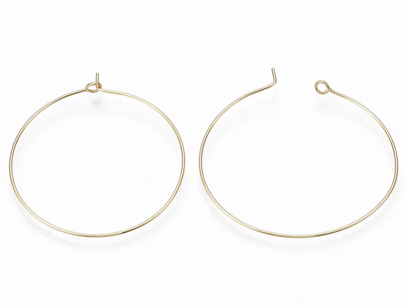Paire de boucles d'oreilles créoles fines 40 mm - doré à l'or fin 18K