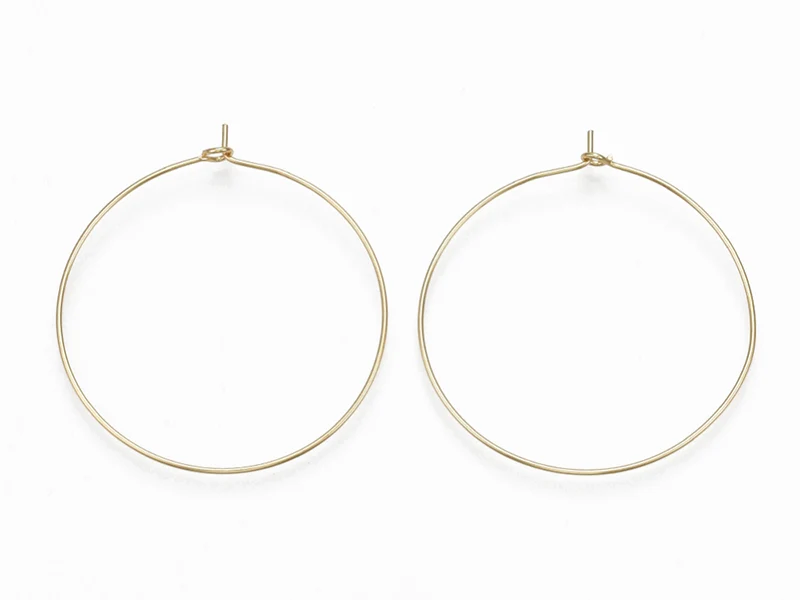 Paire de boucles d'oreilles créoles fines 40 mm - doré à l'or fin 18K