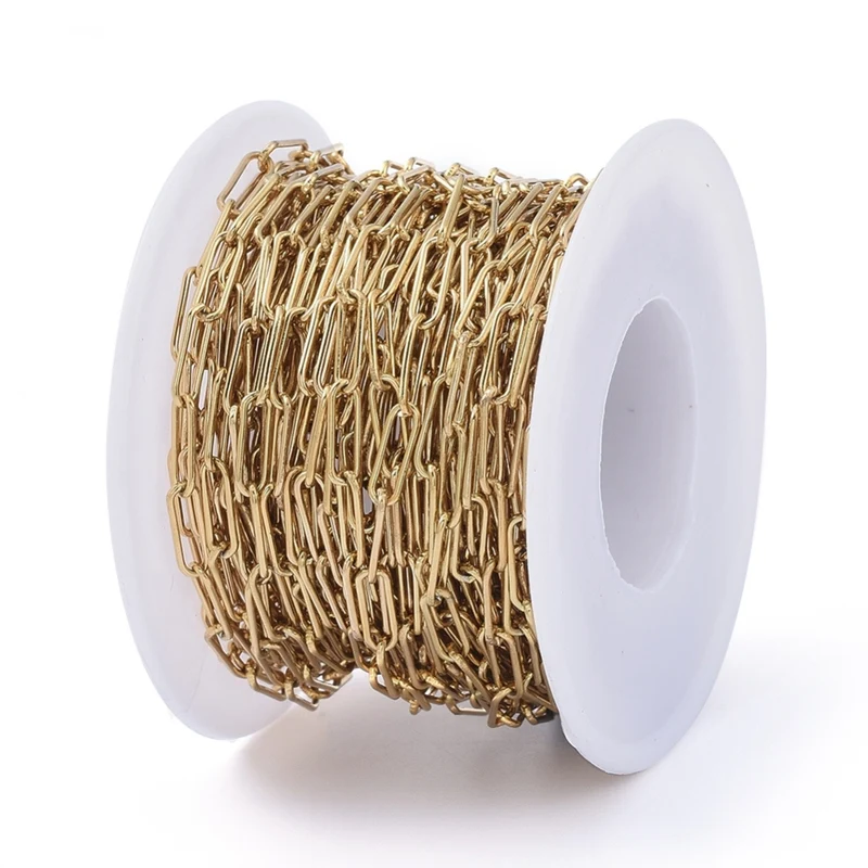 Chaine trombone dorée 10x3 mm - acier inoxydable 304 x 20 cm