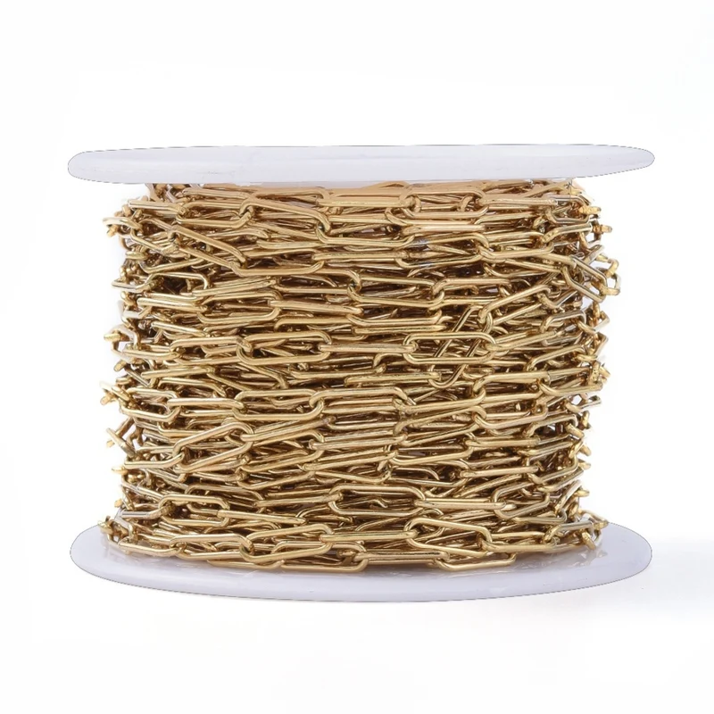 Chaine trombone dorée 10x3 mm - acier inoxydable 304 x 20 cm