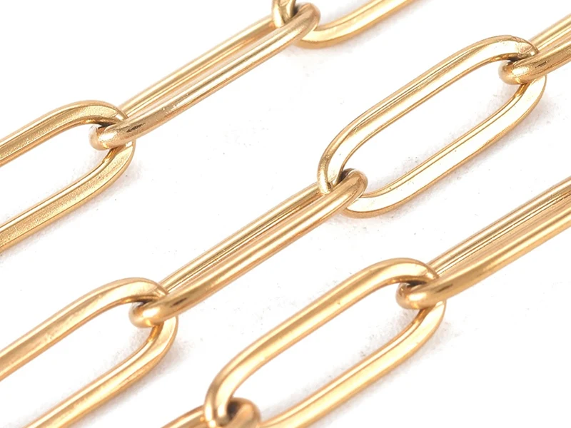 Chaine trombone dorée 12x4 mm - acier inoxydable 304 x 20 cm