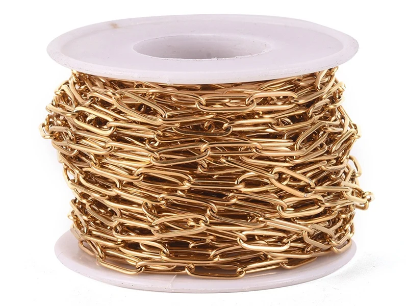 Chaine trombone dorée 12x4 mm - acier inoxydable 304 x 20 cm