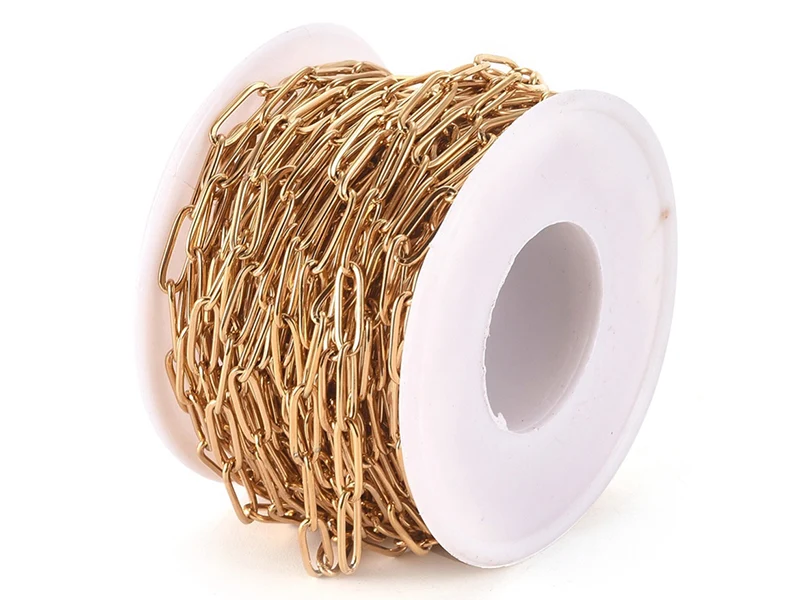 Chaine trombone dorée 12x4 mm - acier inoxydable 304 x 20 cm