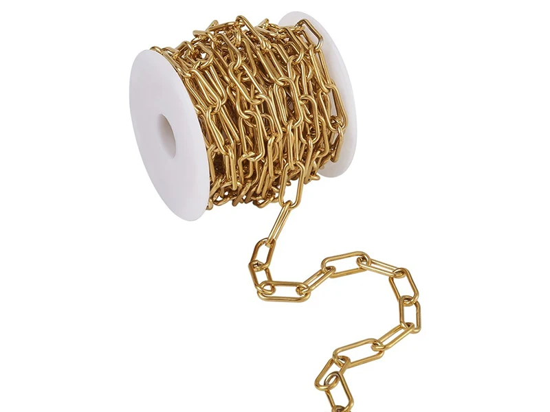 Chaine trombone dorée 17x7 mm - acier inoxydable 304 x 20 cm