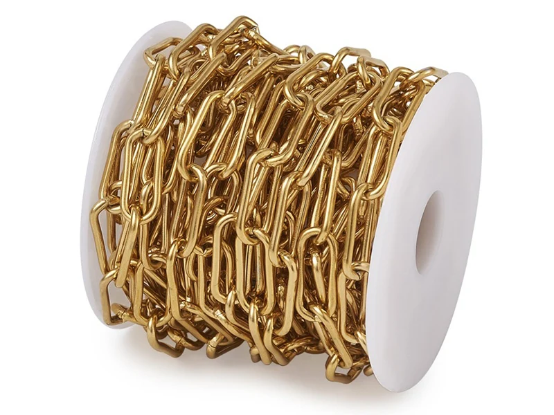 Chaine trombone dorée 17x7 mm - acier inoxydable 304 x 20 cm