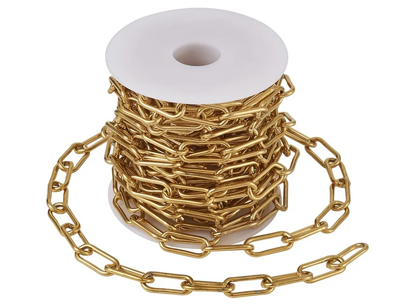 Chaine trombone dorée 17x7 mm - acier inoxydable 304 x 20 cm