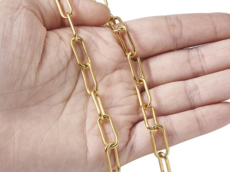 Chaine trombone dorée 17x7 mm - acier inoxydable 304 x 20 cm
