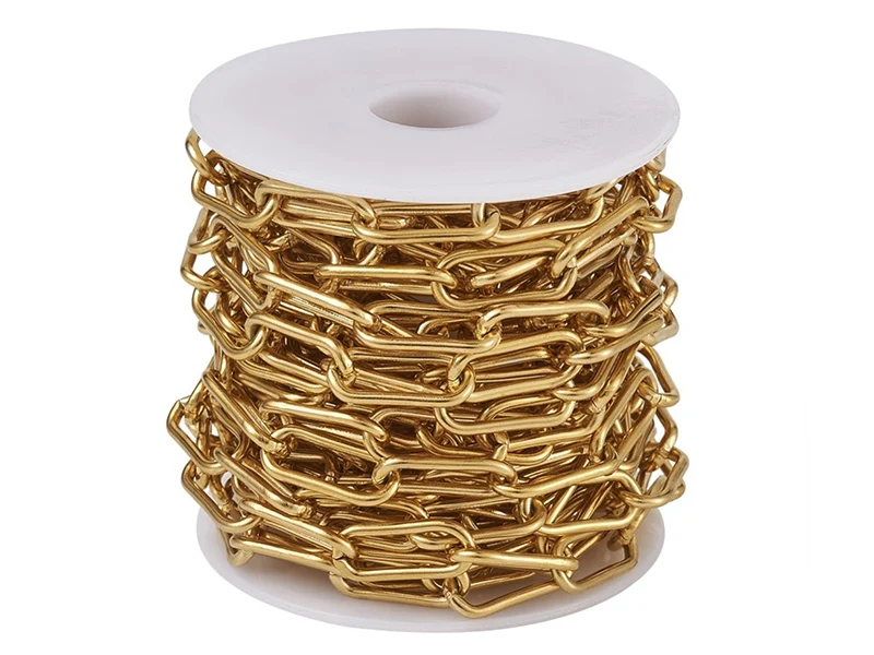 Chaine trombone dorée 17x7 mm - acier inoxydable 304 x 20 cm