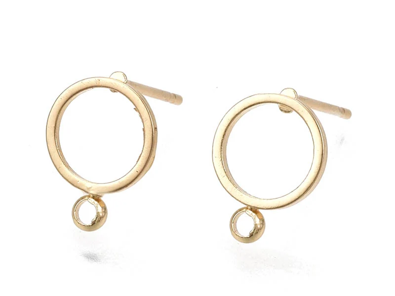 Paire de boucles d'oreilles anneau - doré à l'or fin 18k - 12,5 mm