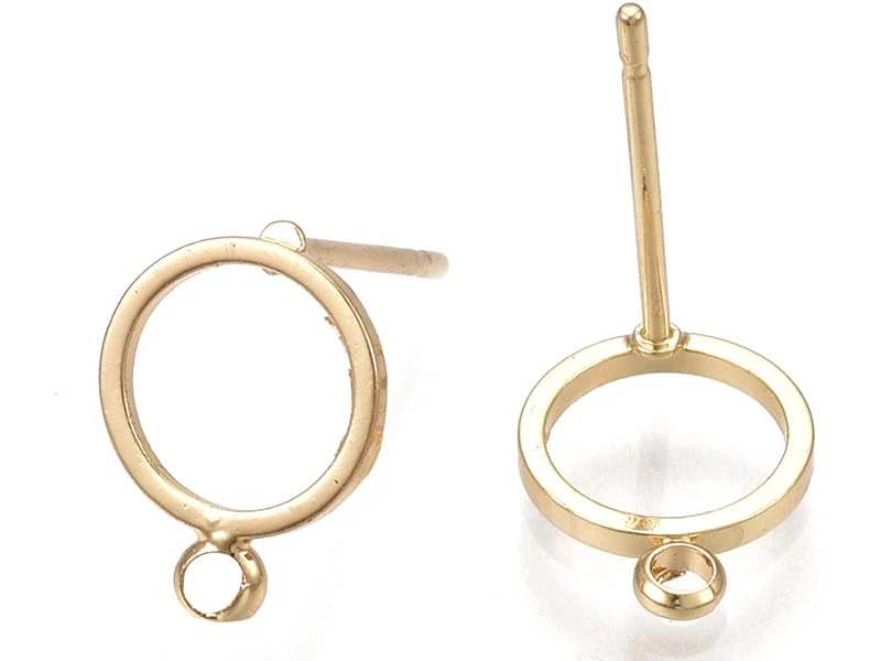 Paire de boucles d'oreilles anneau - doré à l'or fin 18k - 12,5 mm
