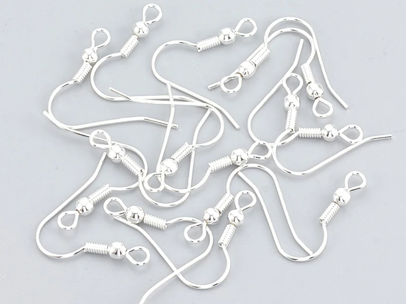 10 paires de boucles d'oreilles crochets - plaqué argent - 20 mm
