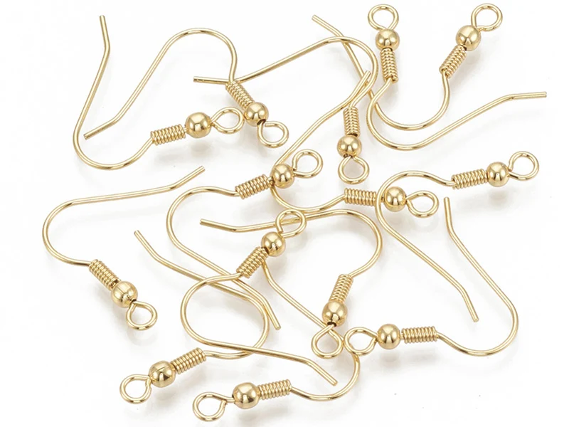 10 paires de boucles d'oreilles crochets - doré à l'or fin 18k - 20 mm