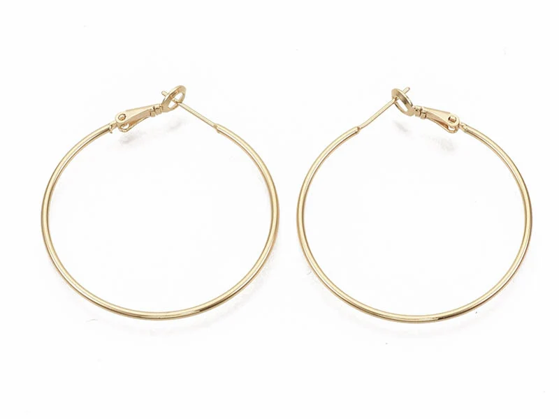 Paire de créoles - doré à l'or fin 18k - 40,5 mm