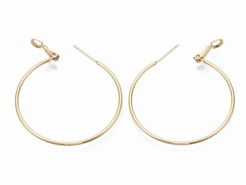 Paire de créoles - doré à l'or fin 18k - 40,5 mm
