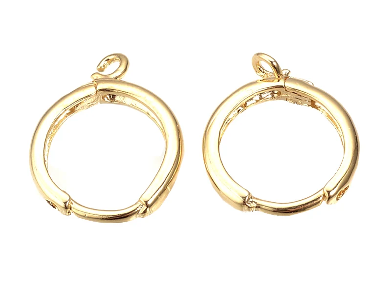Paire de créoles avec boucle Huggie - doré à l'or fin 18k - 17 x 13,5 x 2 mm