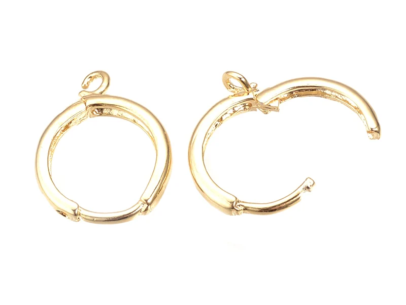 Paire de créoles avec boucle Huggie - doré à l'or fin 18k - 17 x 13,5 x 2 mm