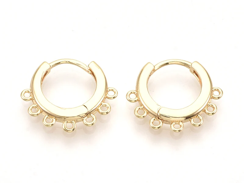 Paire de créoles avec boucle Huggie - doré à l'or fin 18k - 18,5 x 16 x 2,5 mm