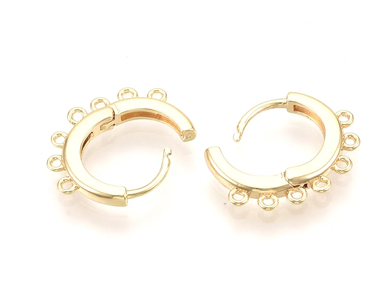 Paire de créoles avec boucle Huggie - doré à l'or fin 18k - 18,5 x 16 x 2,5 mm