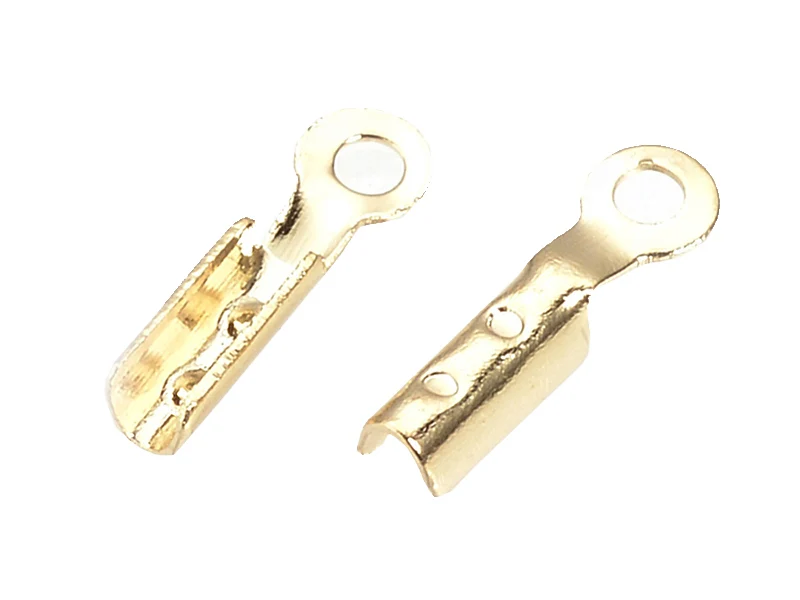 20 serre fil / embouts pour cordon - doré à l'or fin 18k - 7,5 x 2 x 1,5 mm